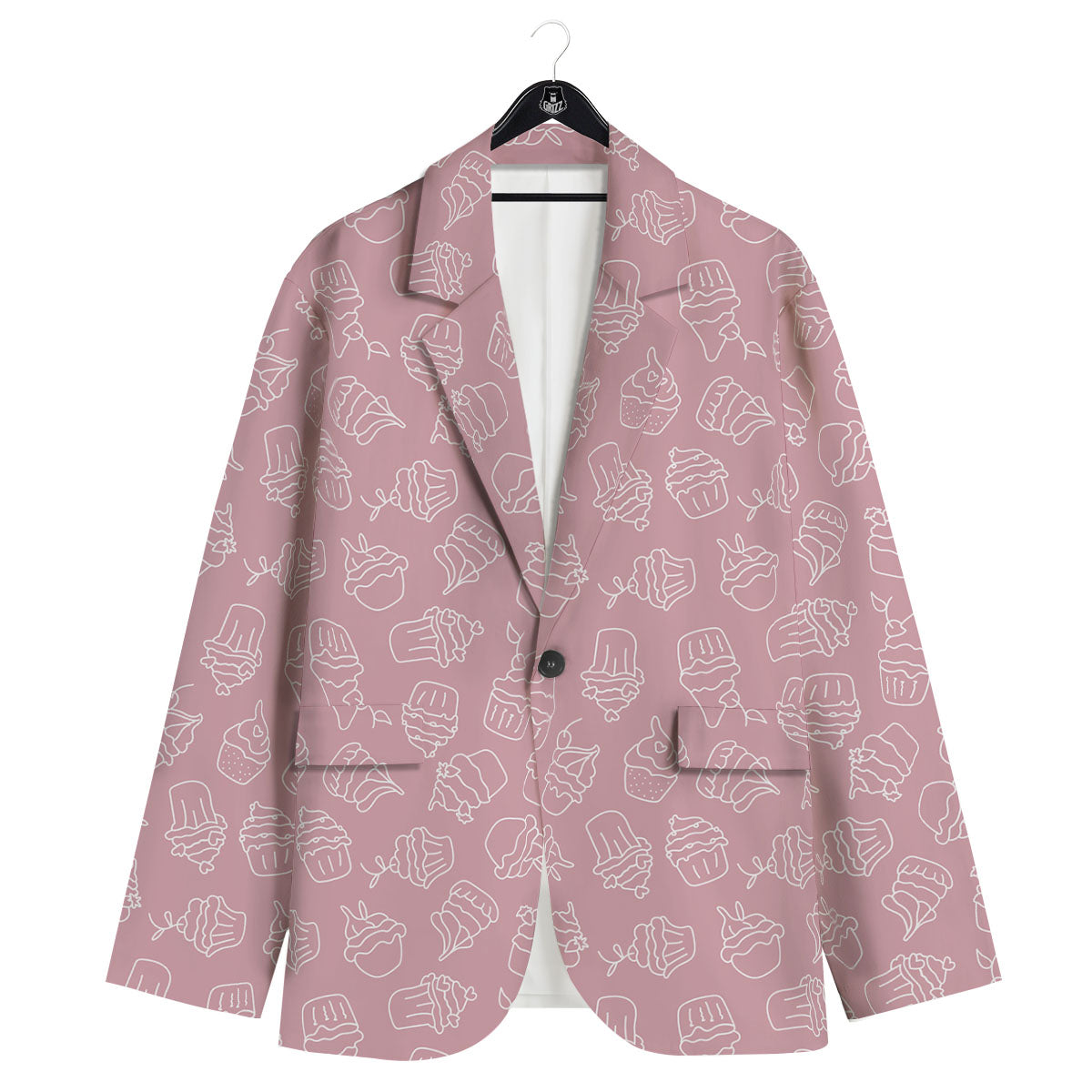 Pattern Mini Cupcake Print Men's Sport Coat-grizzshop