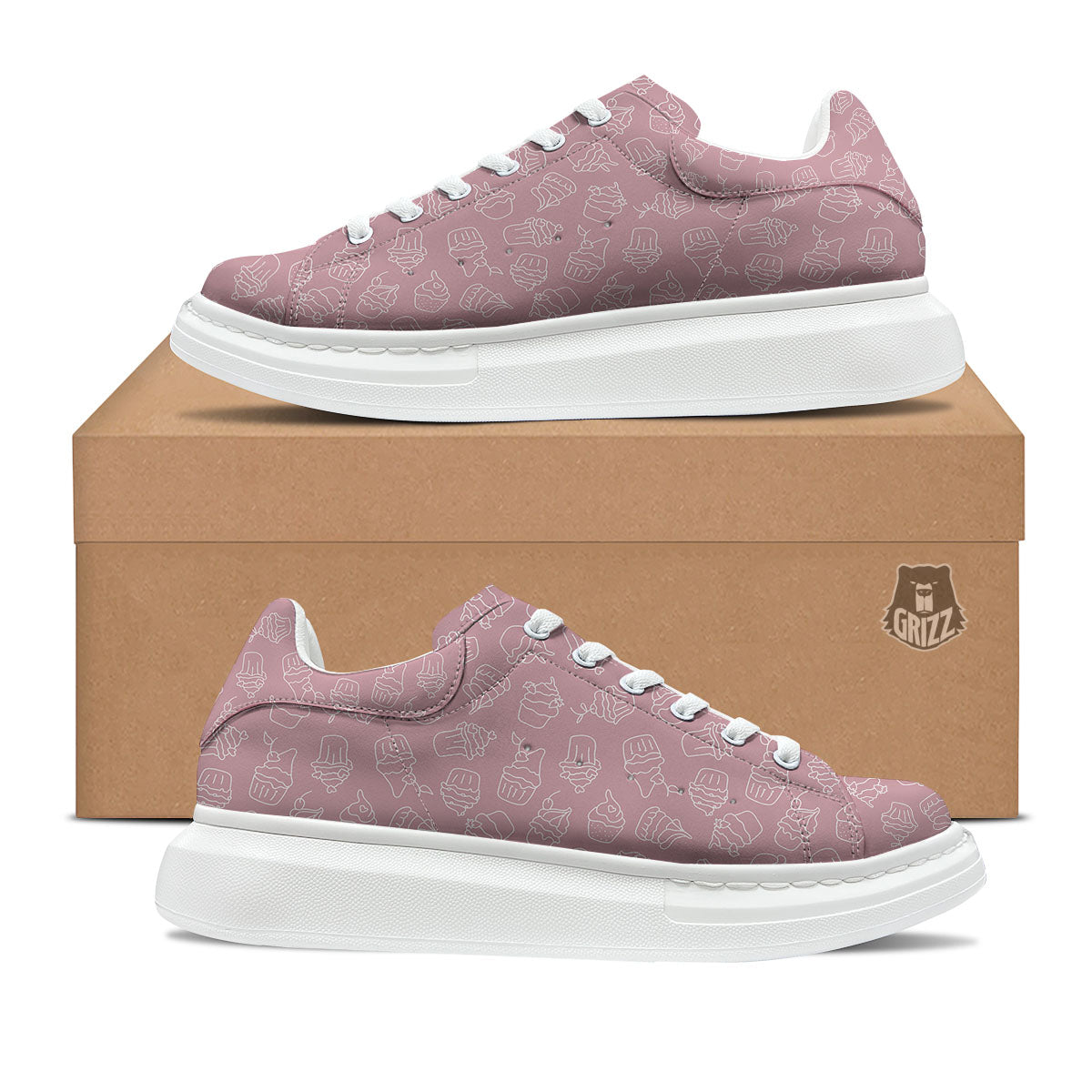 Pattern Mini Cupcake Print Platform Shoes-grizzshop