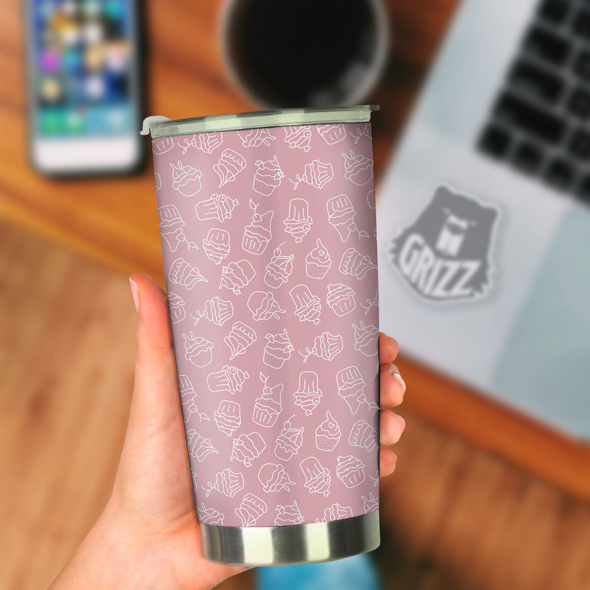Pattern Mini Cupcake Print Tumbler-grizzshop