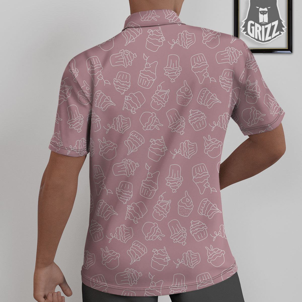 Pattern Mini Cupcake Print Untucked Shirts-grizzshop