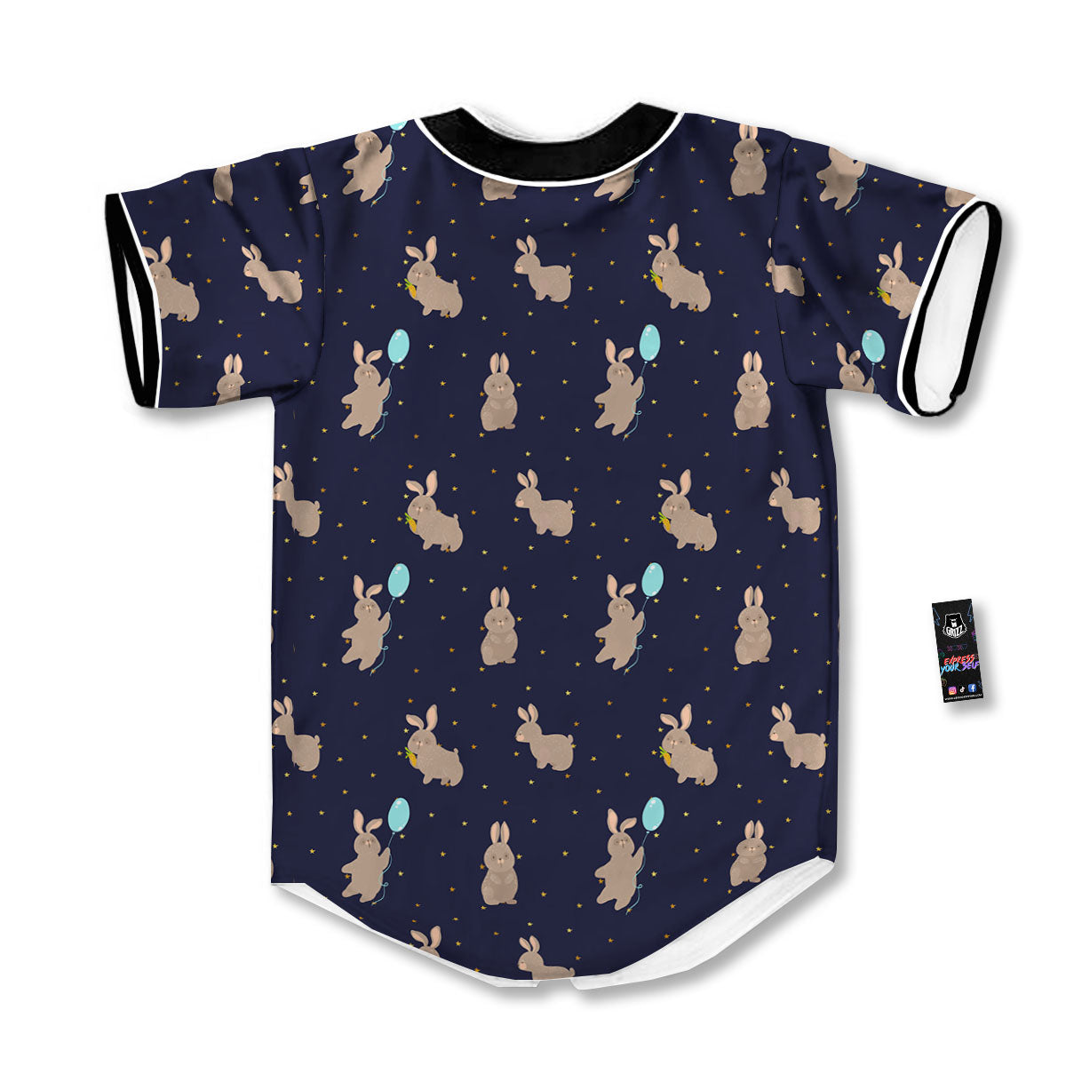 Pattern Mini Rabbit Print Baseball Jersey-grizzshop