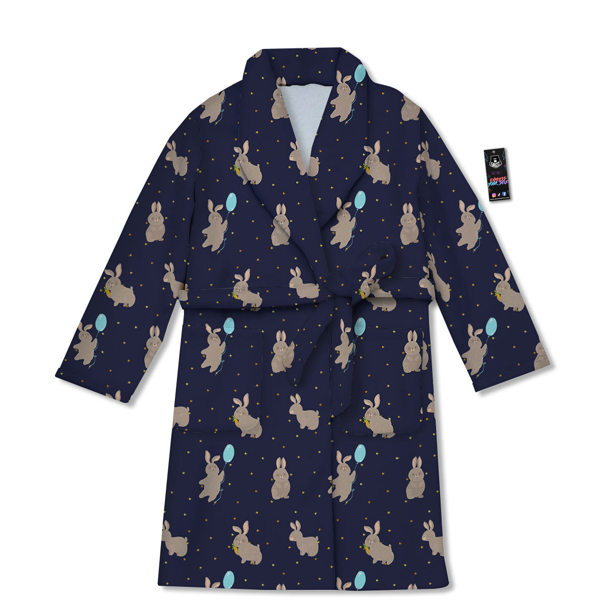 Pattern Mini Rabbit Print Bathrobe-grizzshop