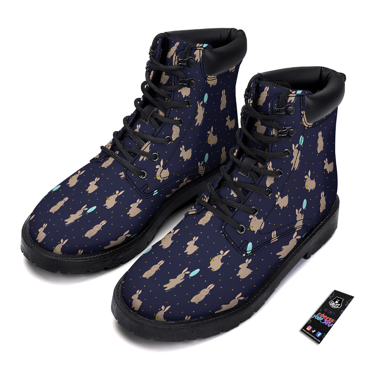 Pattern Mini Rabbit Print Boots-grizzshop