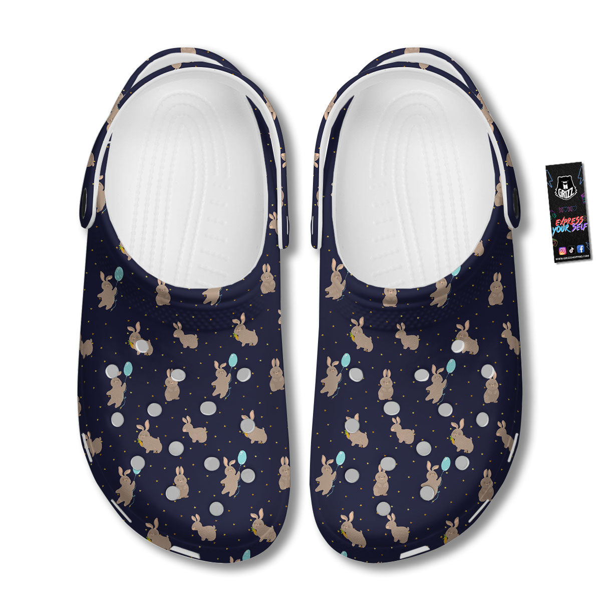 Pattern Mini Rabbit Print Clog-grizzshop
