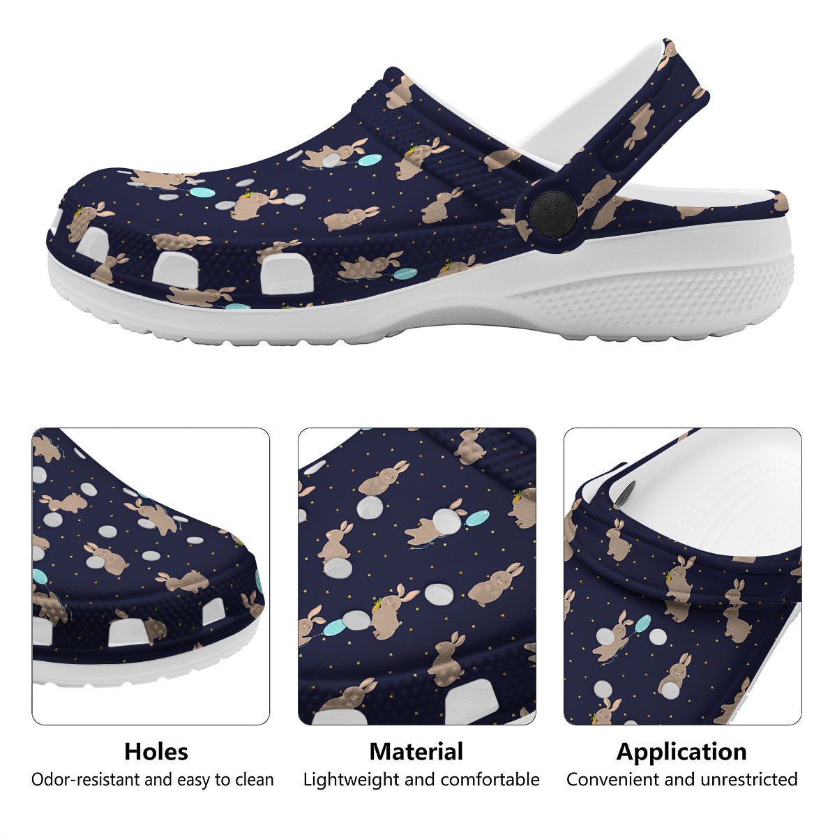 Pattern Mini Rabbit Print Clog-grizzshop
