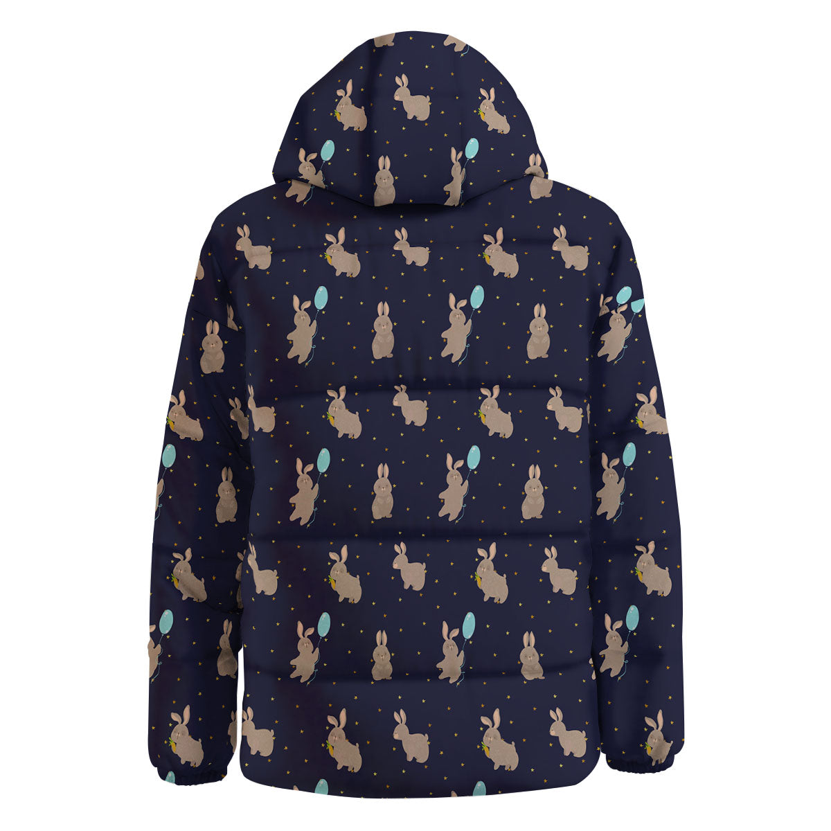 Pattern Mini Rabbit Print Down Jacket-grizzshop
