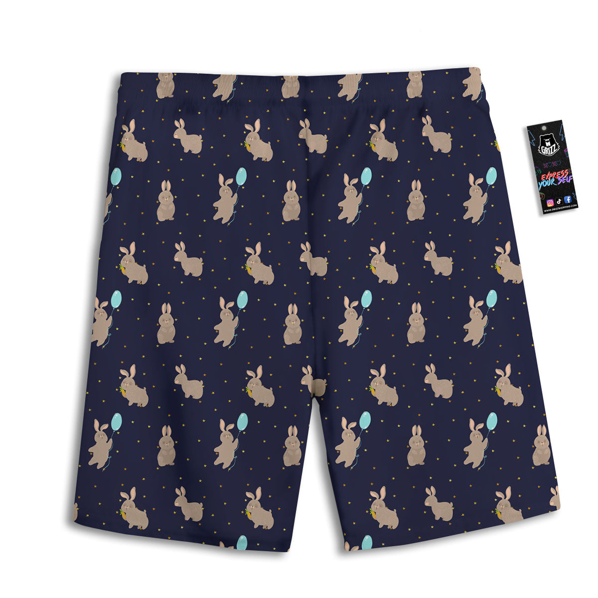 Pattern Mini Rabbit Print Men's Athletic Shorts-grizzshop