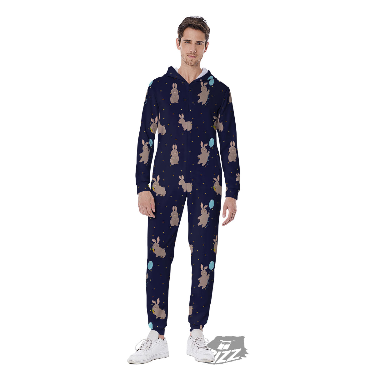 Pattern Mini Rabbit Print Men's Jumpsuit-grizzshop