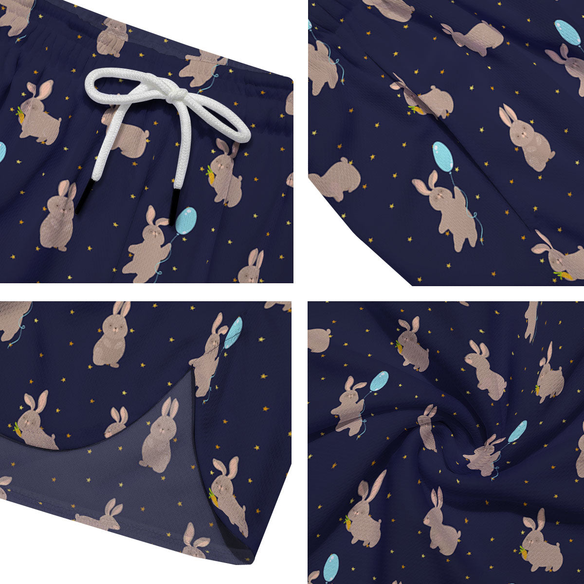 Pattern Mini Rabbit Print Men's Running Shorts-grizzshop