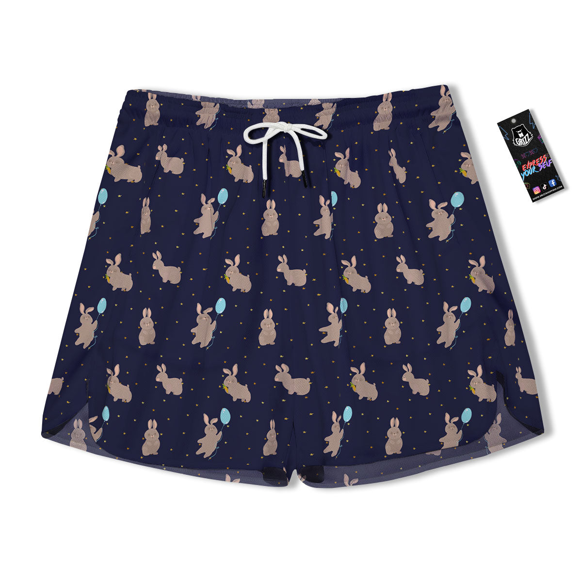 Pattern Mini Rabbit Print Men's Running Shorts-grizzshop