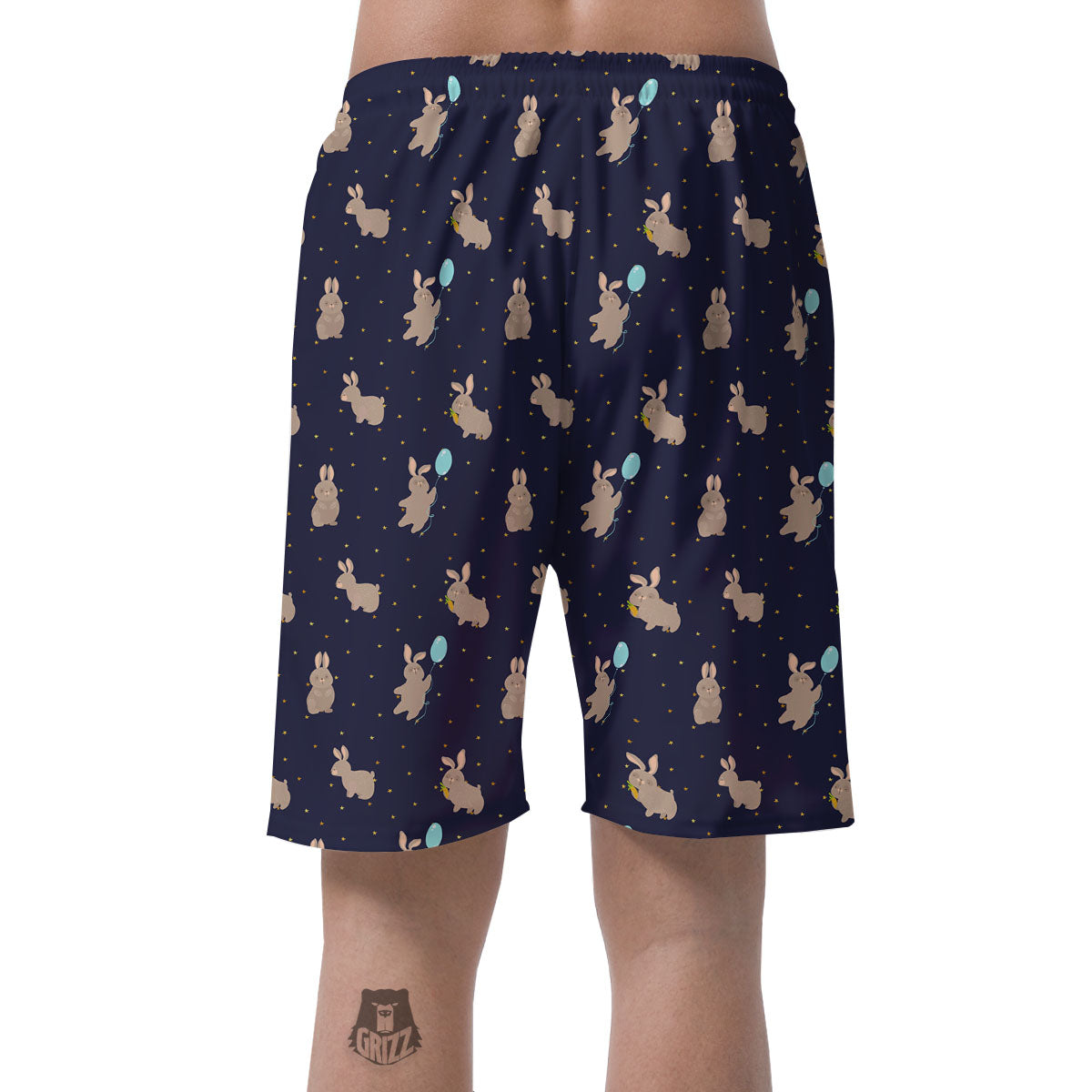 Pattern Mini Rabbit Print Men's Shorts-grizzshop
