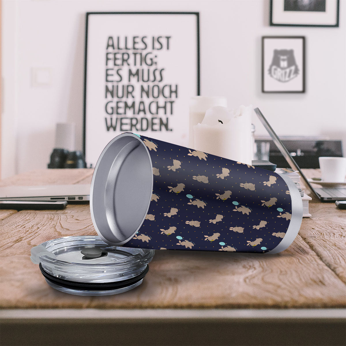 Pattern Mini Rabbit Print Tumbler-grizzshop