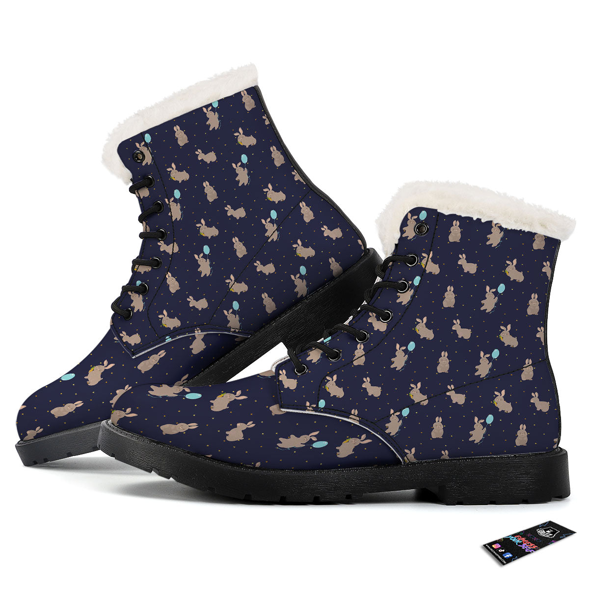 Pattern Mini Rabbit Print Winter Boots-grizzshop