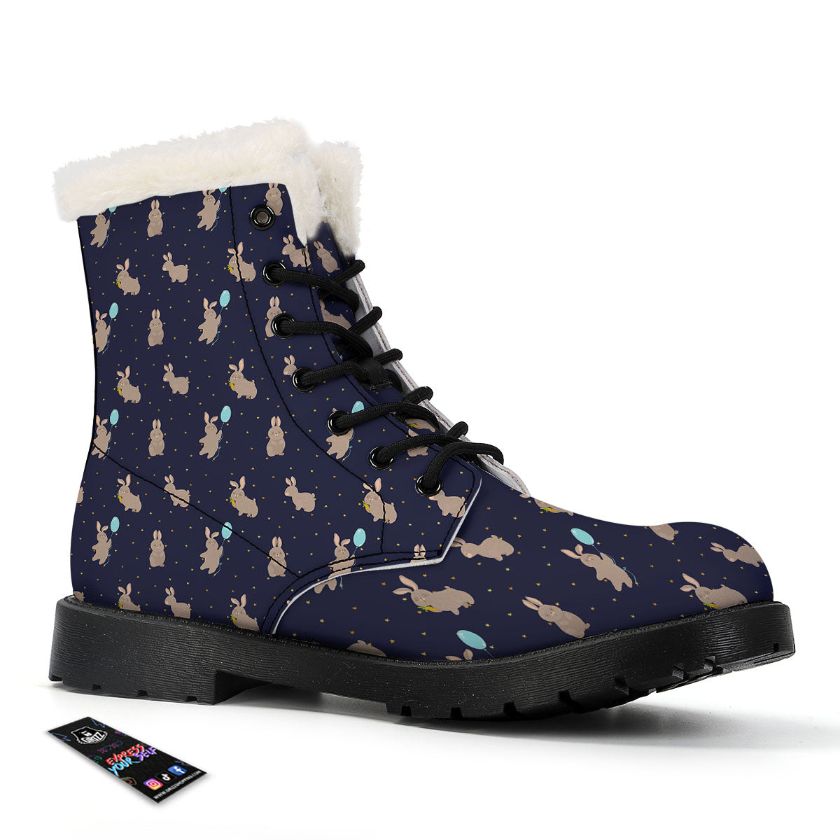 Pattern Mini Rabbit Print Winter Boots-grizzshop