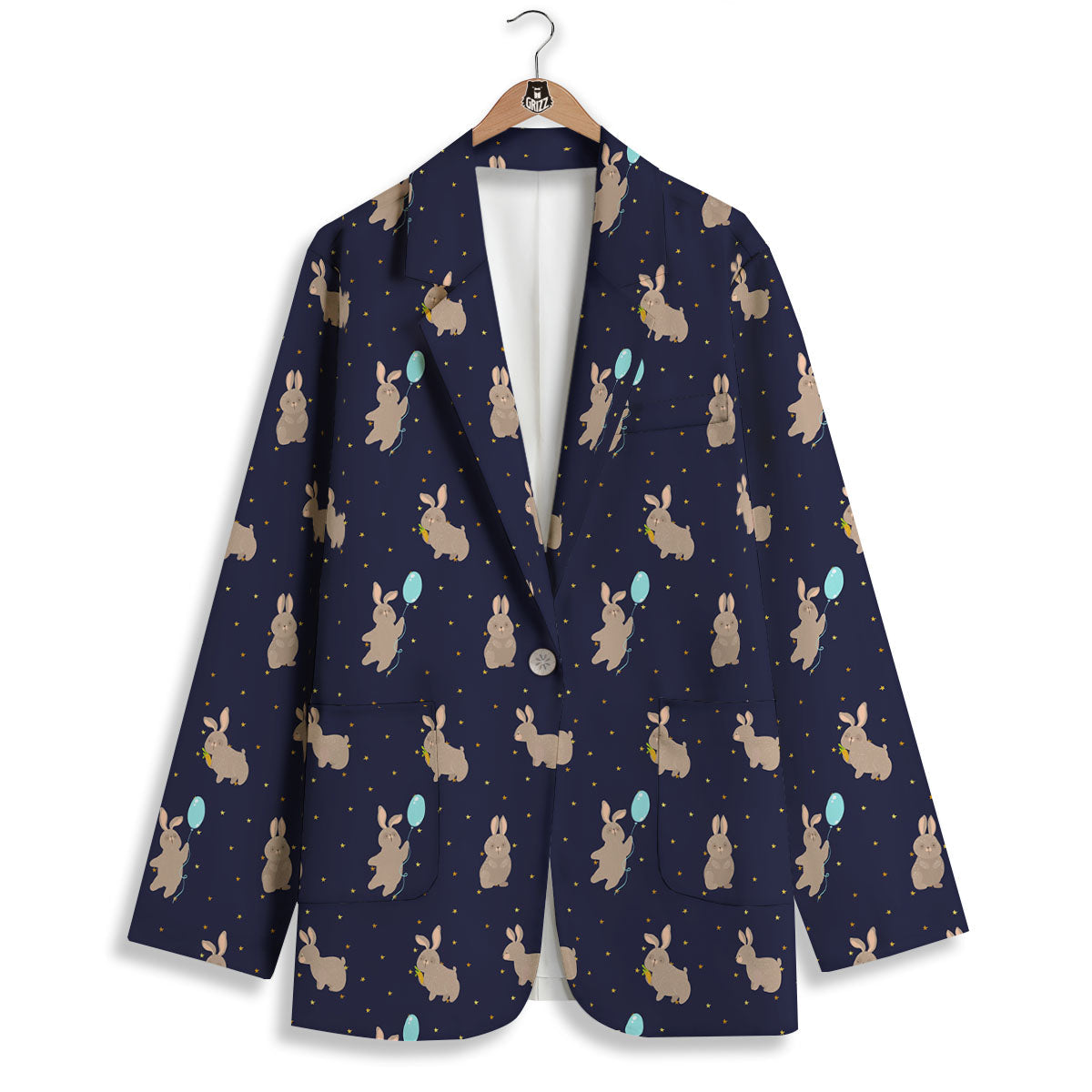Pattern Mini Rabbit Print Women's Blazer-grizzshop