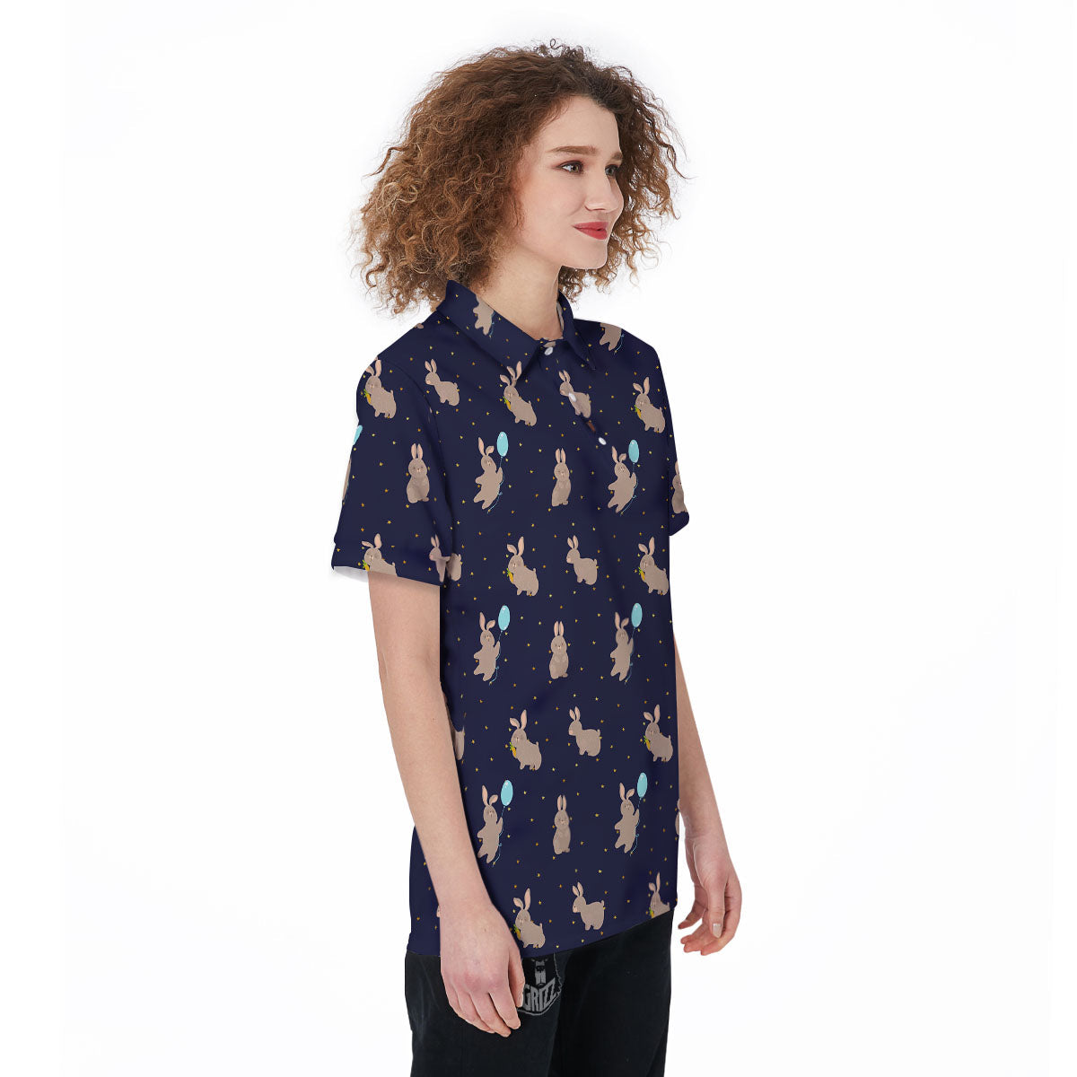 Pattern Mini Rabbit Print Women's Golf Shirts-grizzshop