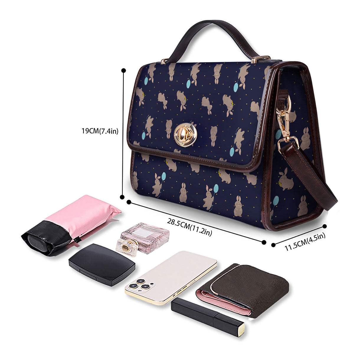 Pattern Mini Rabbit Print Women's Satchel Bag-grizzshop