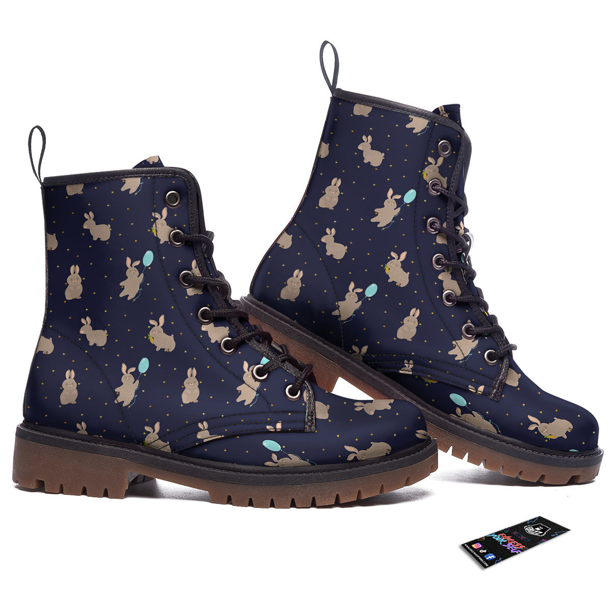 Pattern Mini Rabbit Print Work Boots-grizzshop