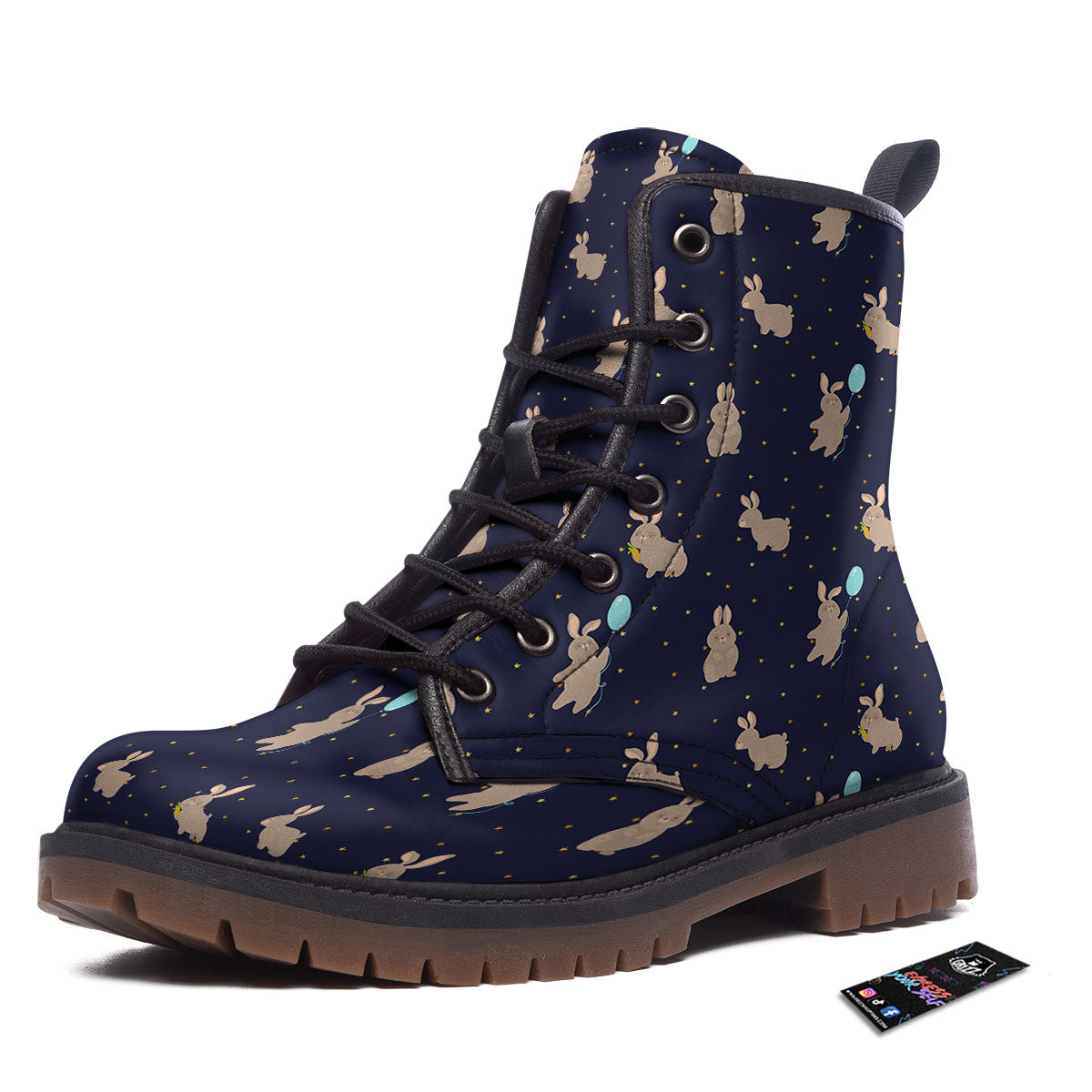 Pattern Mini Rabbit Print Work Boots-grizzshop