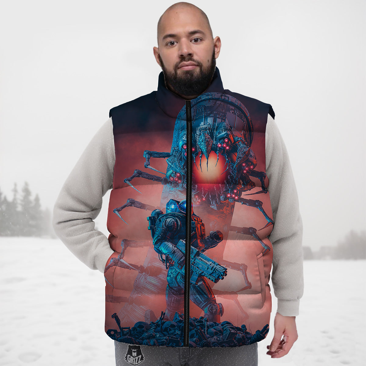 Pattern Pig Print Down Vest