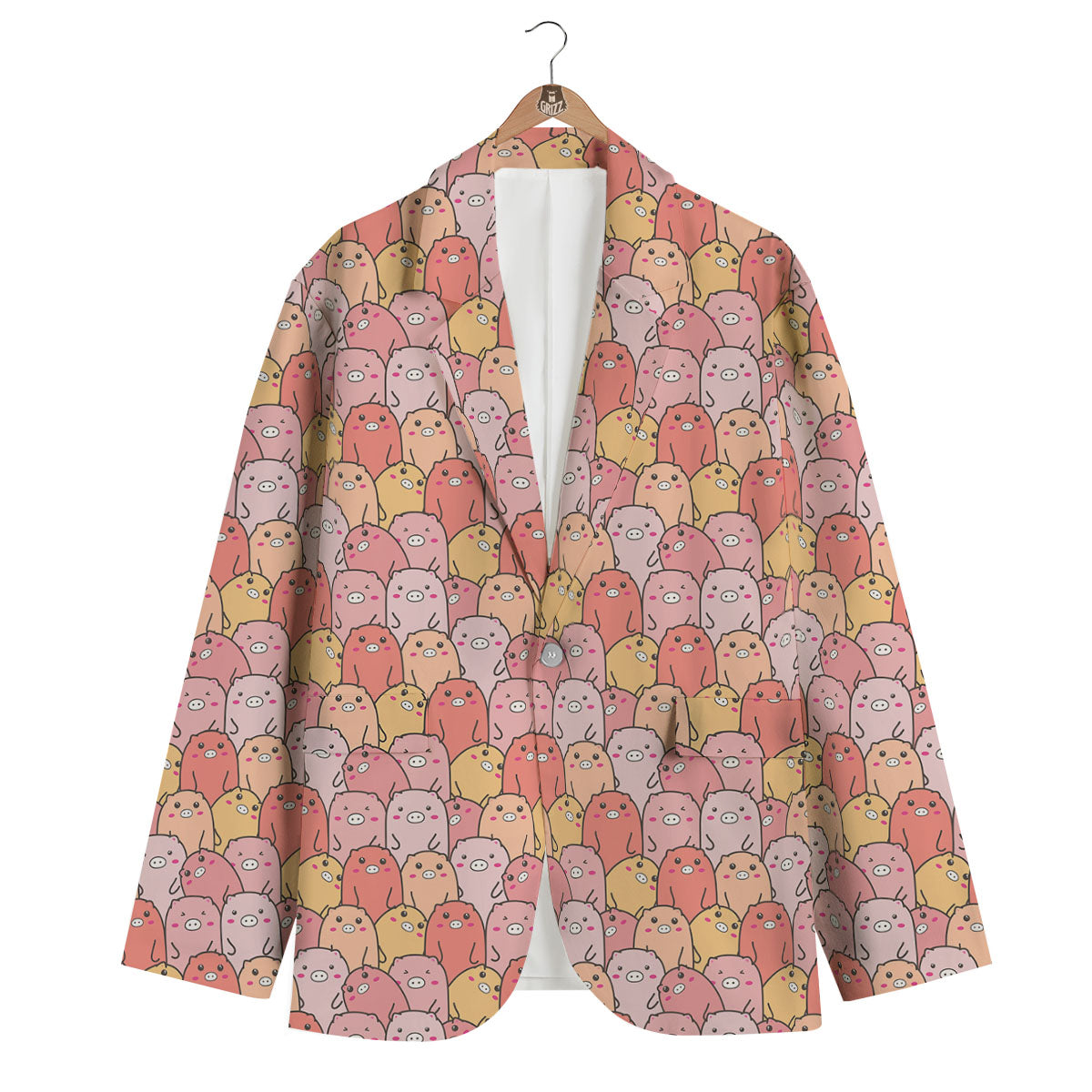 Pattern Pig Print Men's Blazer-grizzshop
