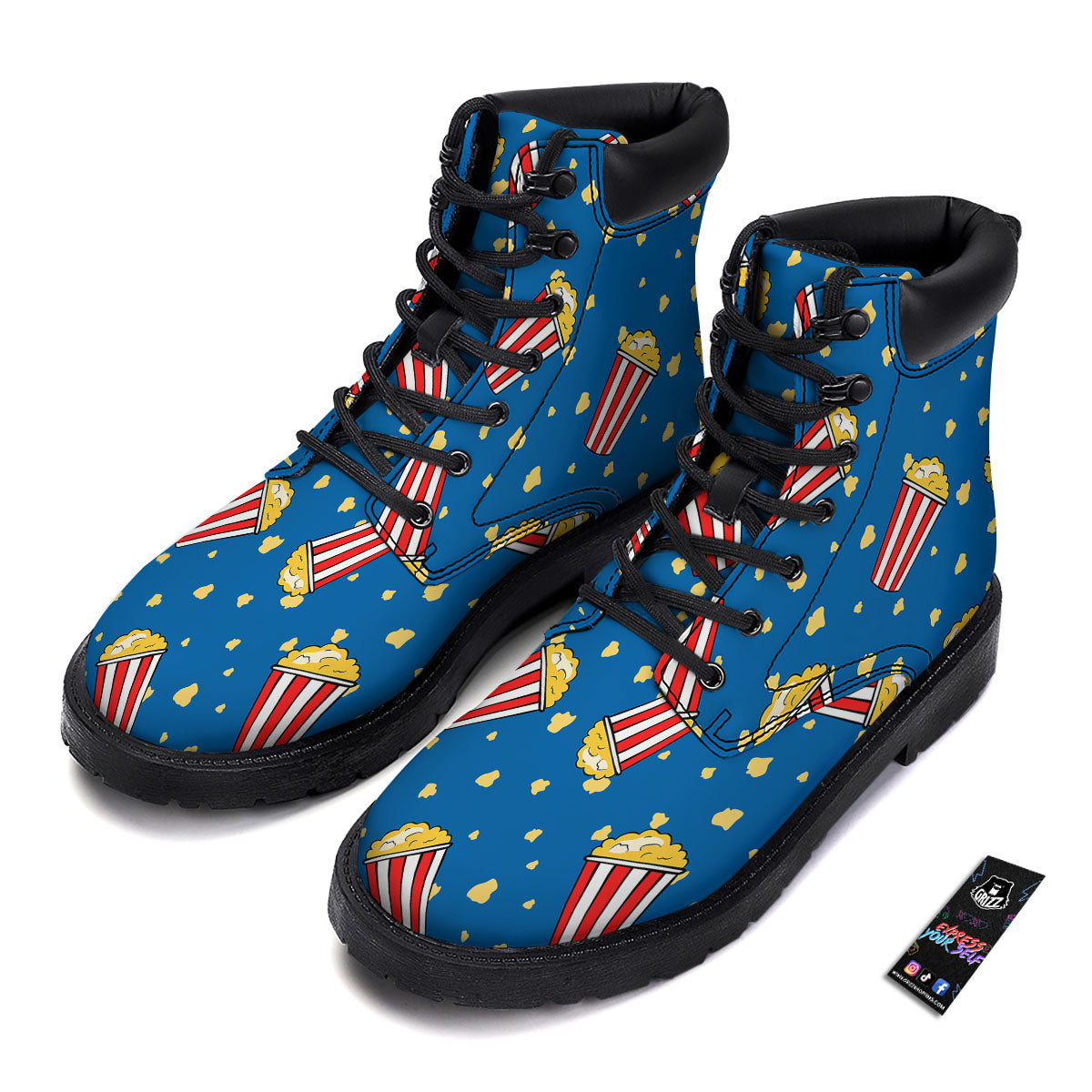 Pattern Popcorn Print Boots-grizzshop