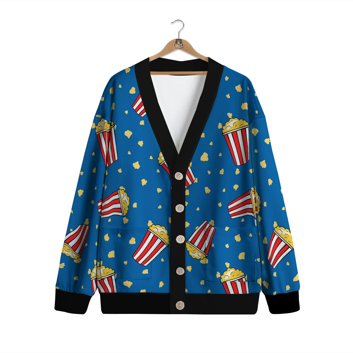 Pattern Popcorn Print Cardigan-grizzshop