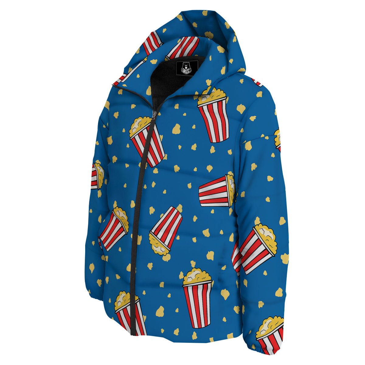 Pattern Popcorn Print Down Jacket-grizzshop
