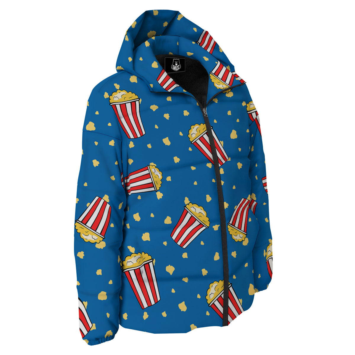 Pattern Popcorn Print Down Jacket-grizzshop