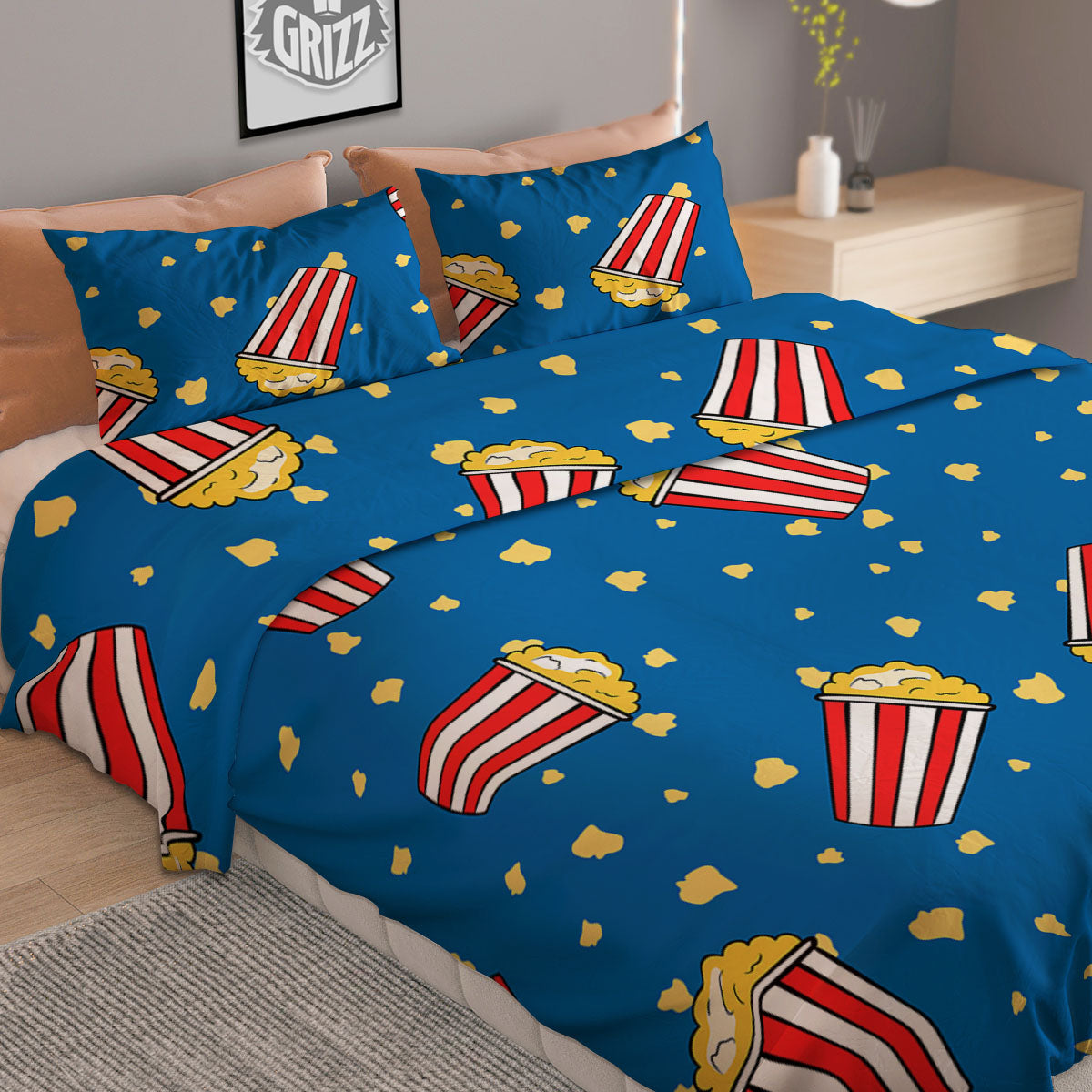 Pattern Popcorn Print Duvet Cover Bedding Set-grizzshop