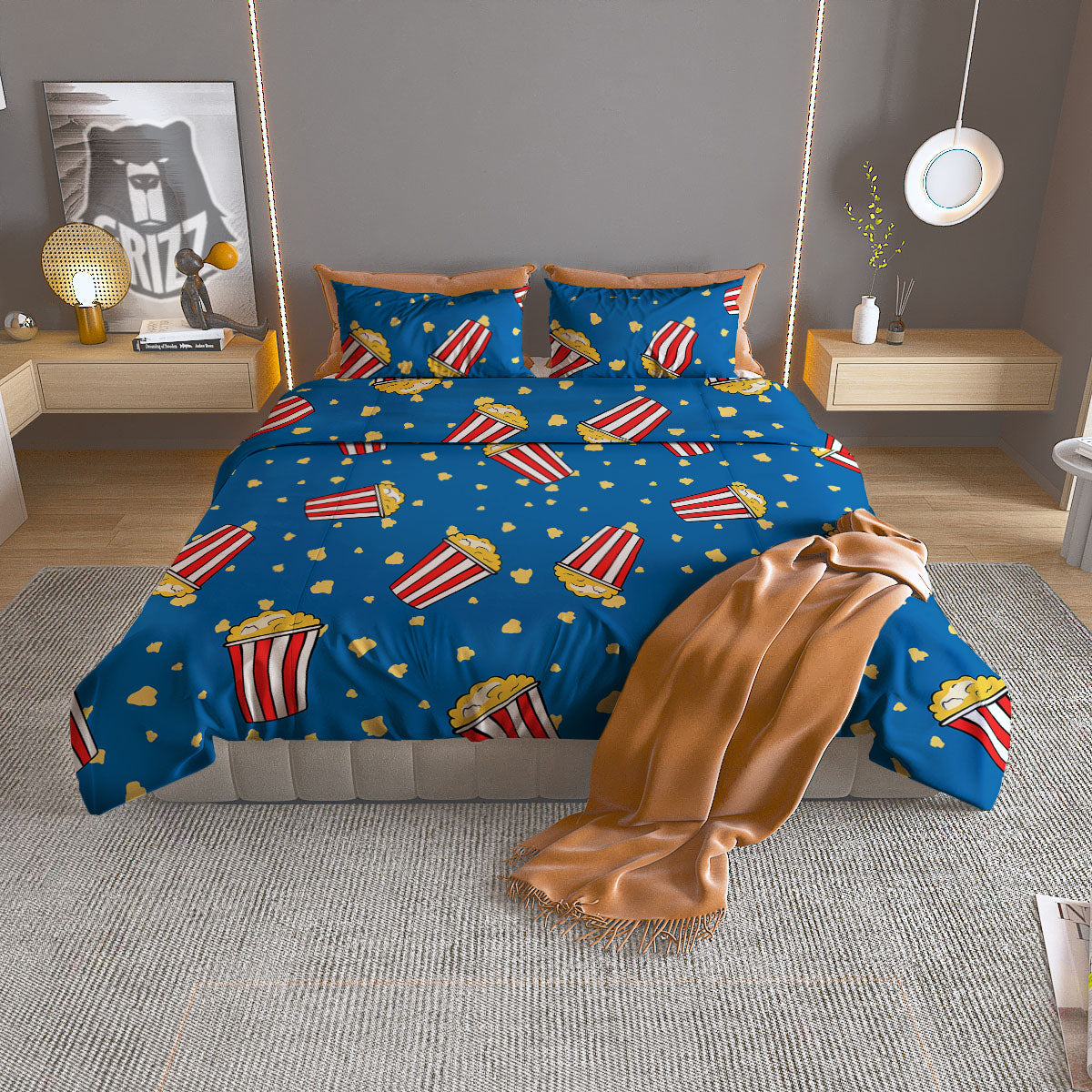 Pattern Popcorn Print Duvet Cover Bedding Set-grizzshop