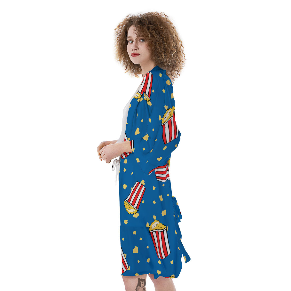 Pattern Popcorn Print Kimono-grizzshop