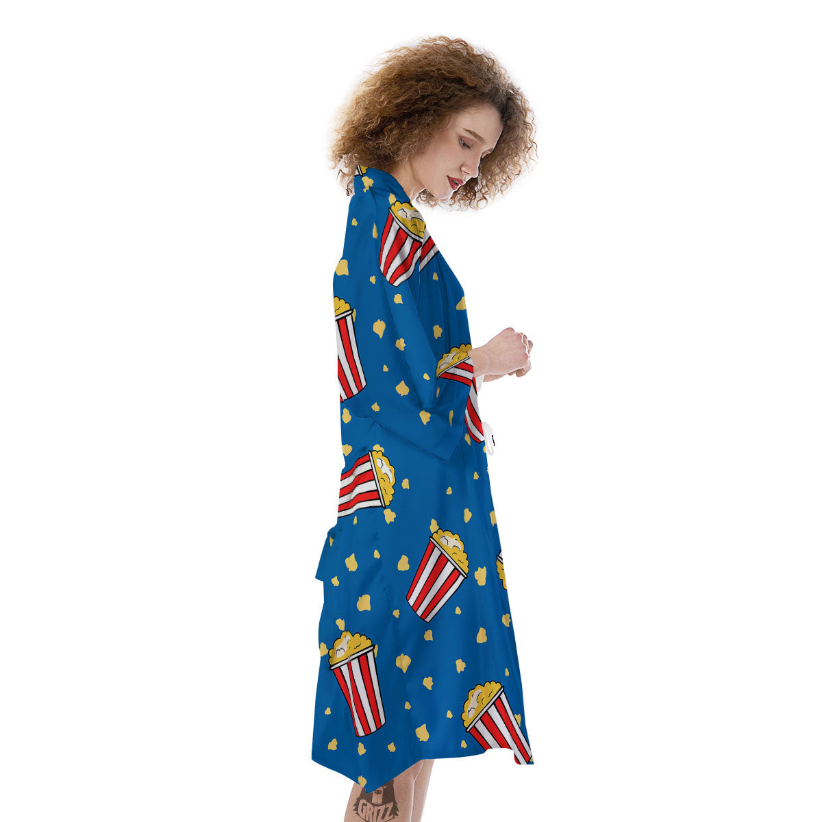 Pattern Popcorn Print Kimono-grizzshop