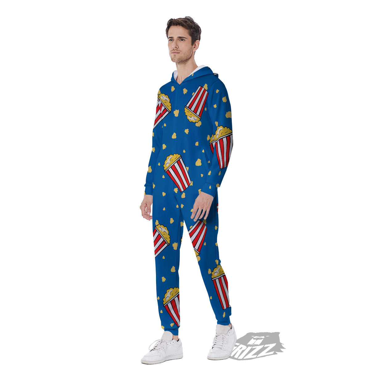 Pattern Popcorn Print Men's Jumpsuit-grizzshop