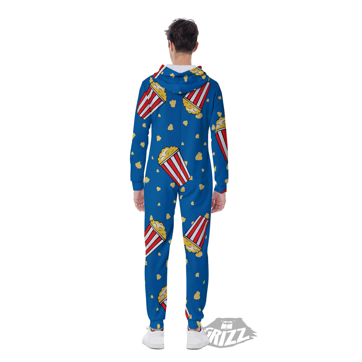 Pattern Popcorn Print Men's Jumpsuit-grizzshop