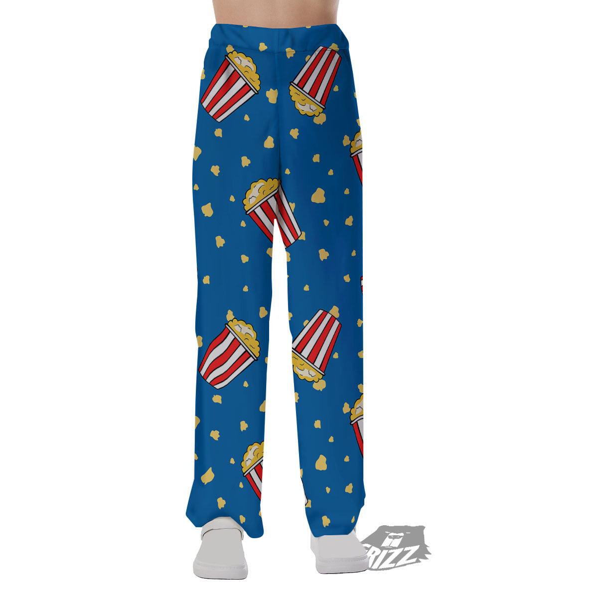 Pattern Popcorn Print Pajama Pants-grizzshop