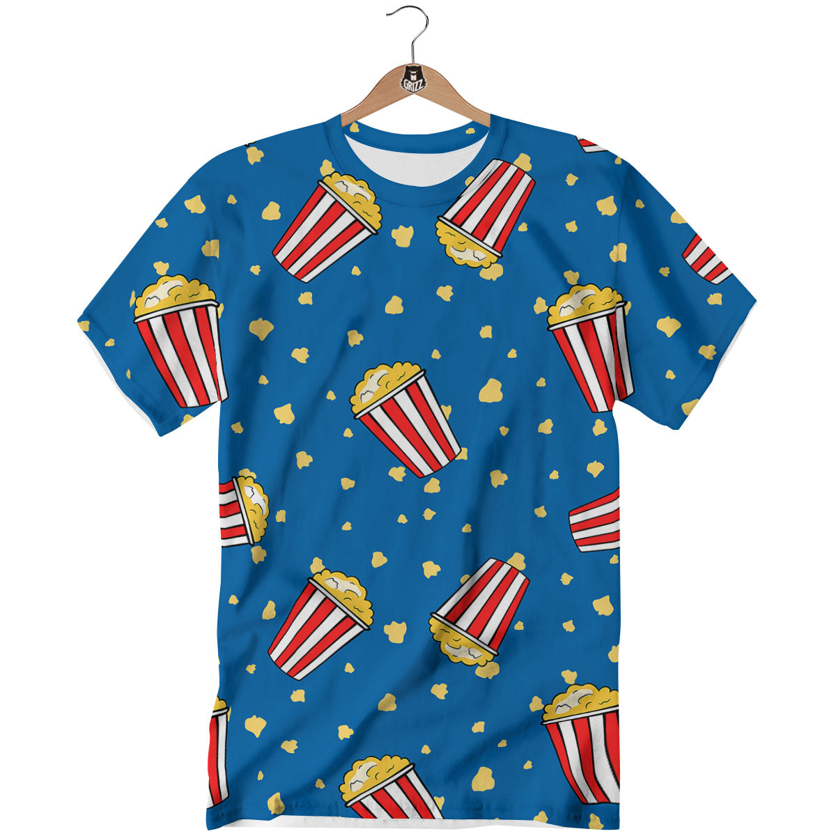 Pattern Popcorn Print T-Shirt-grizzshop