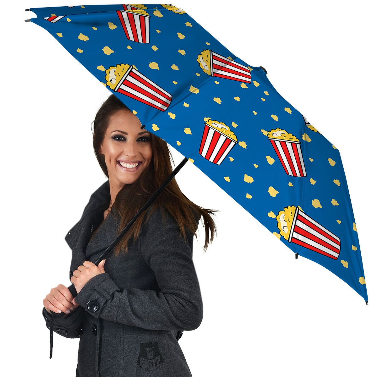 Pattern Popcorn Print Umbrella-grizzshop