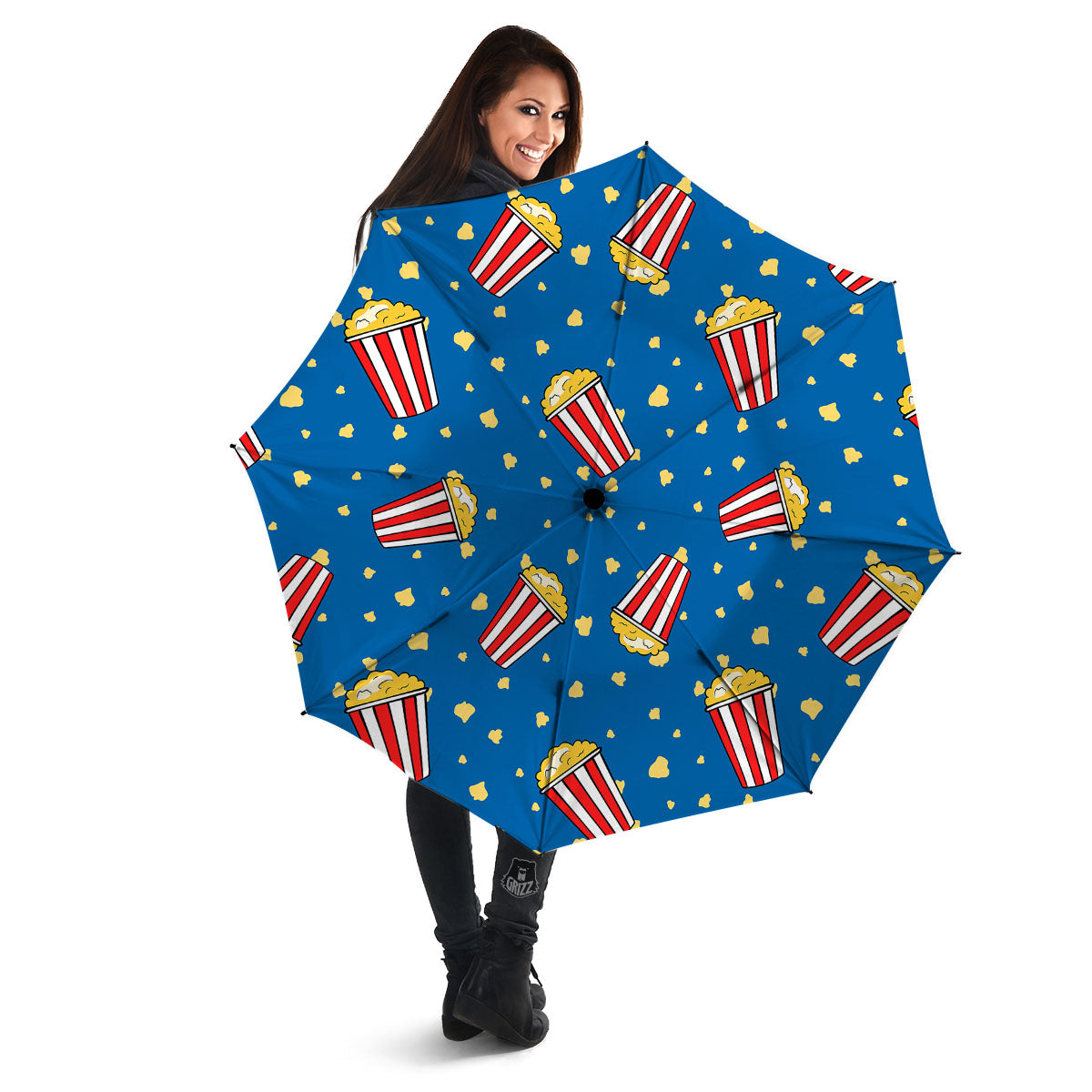 Pattern Popcorn Print Umbrella-grizzshop