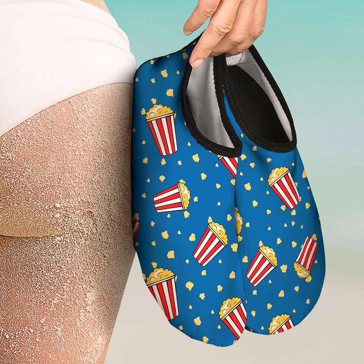 Pattern Popcorn Print Water Shoes-grizzshop