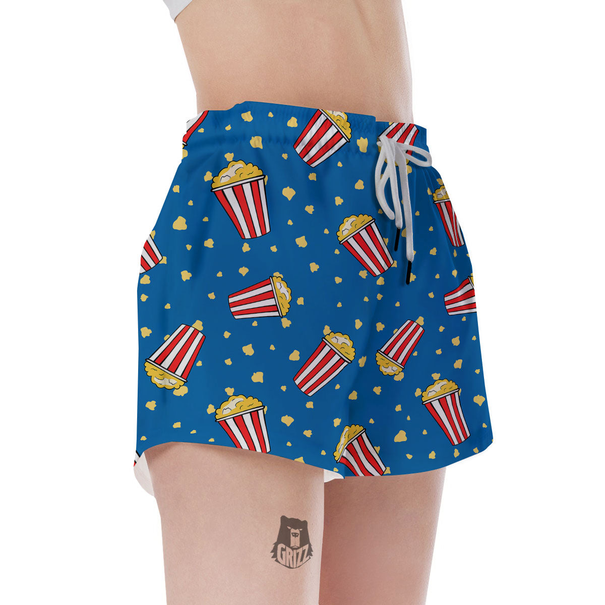 Pattern Popcorn Print Women's Shorts-grizzshop