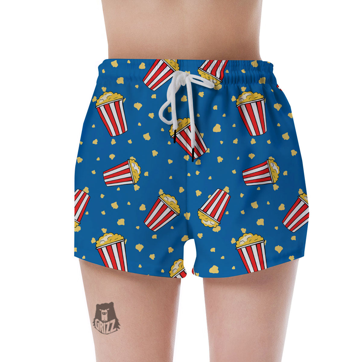 Pattern Popcorn Print Women's Shorts-grizzshop