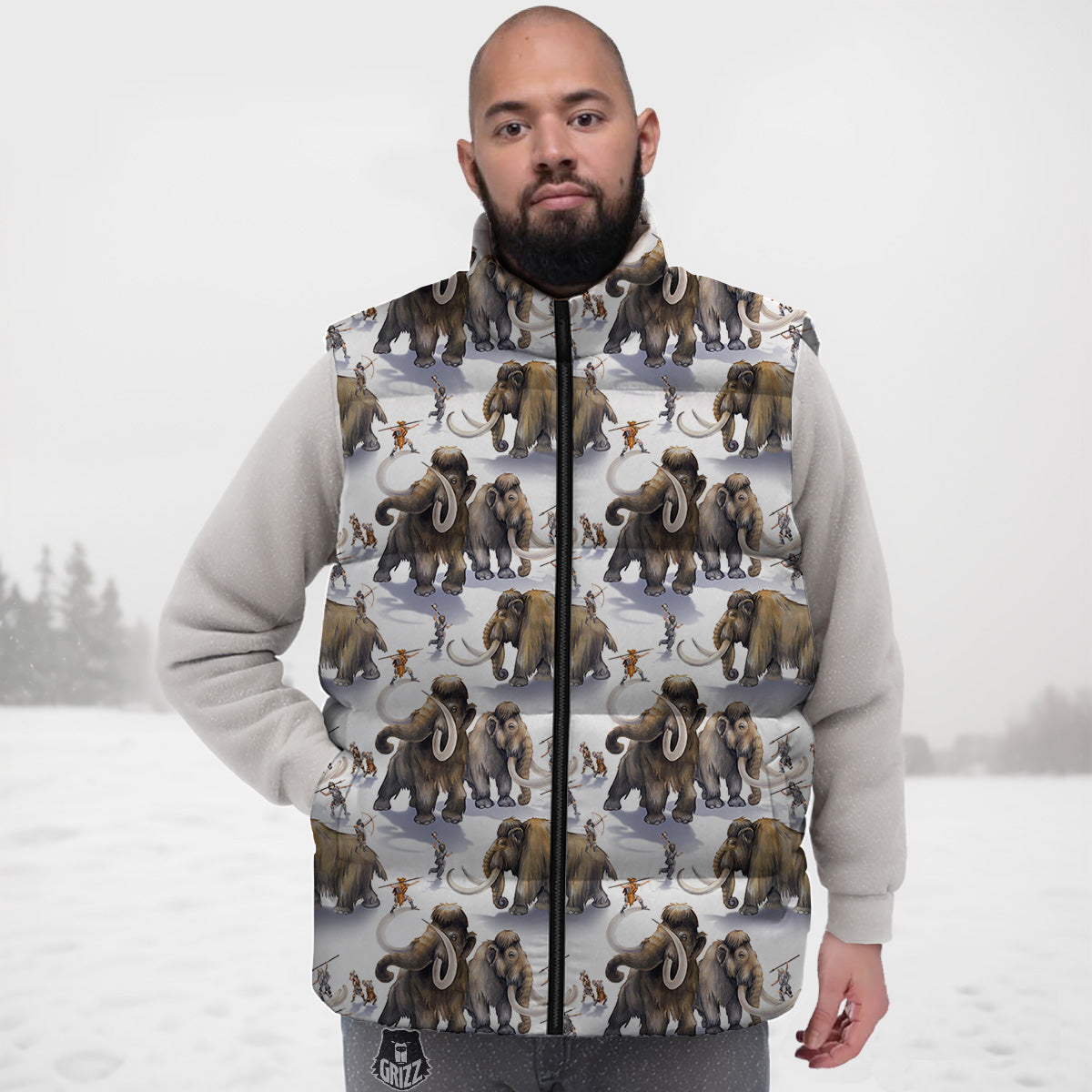 Pattern Print Anchor Nautical Down Vest-grizzshop