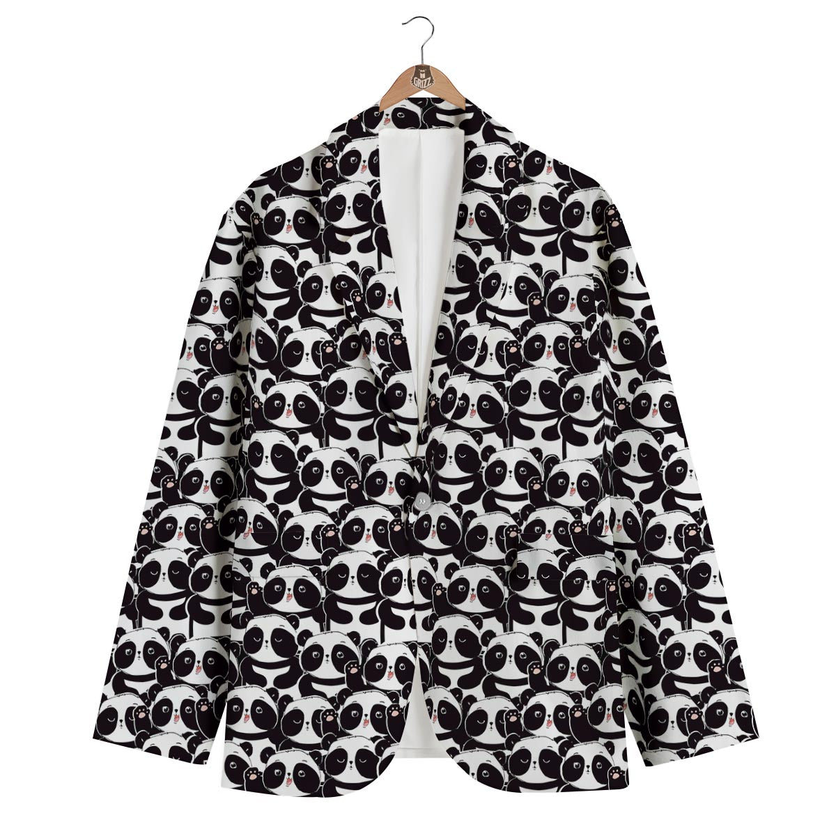 Pattern Print Baby Panda Men's Blazer-grizzshop