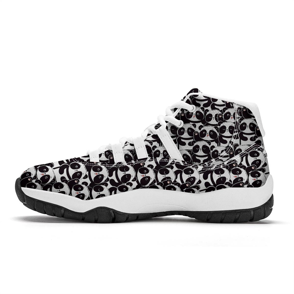 Pattern Print Baby Panda White Bball Shoes-grizzshop