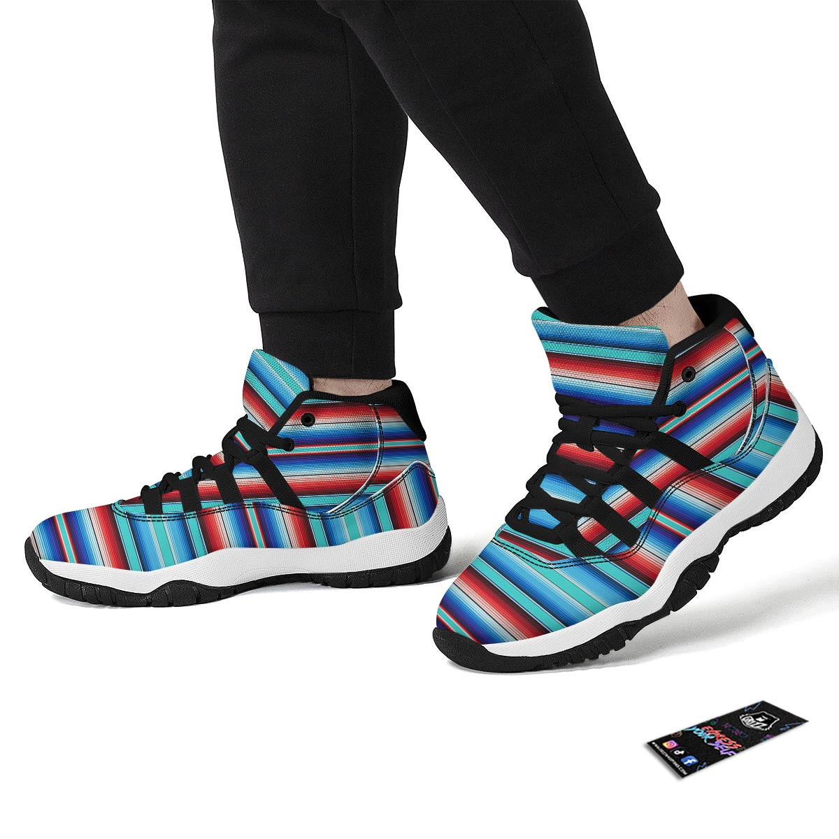 Pattern Print Baja Mexican Blanket Serape Black Bball Shoes-grizzshop