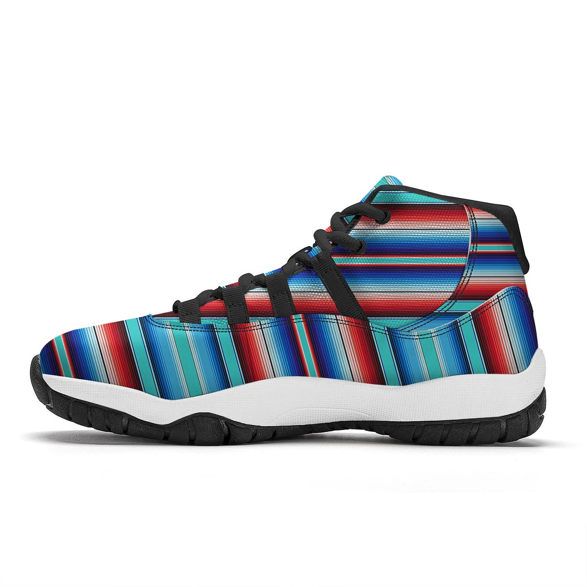Pattern Print Baja Mexican Blanket Serape Black Bball Shoes-grizzshop