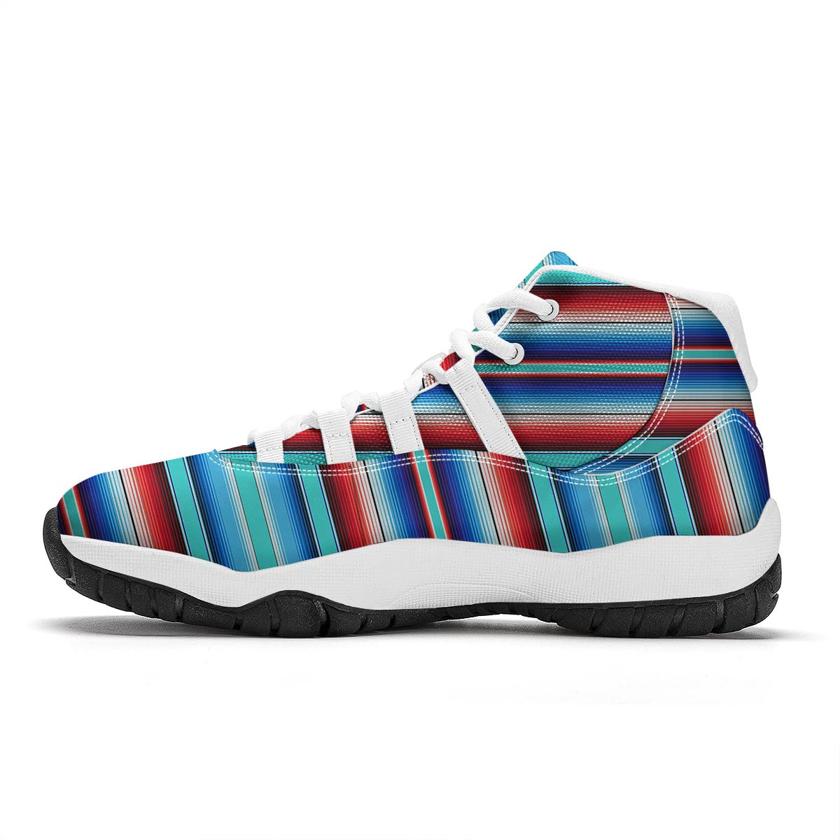 Pattern Print Baja Mexican Blanket Serape White Bball Shoes-grizzshop