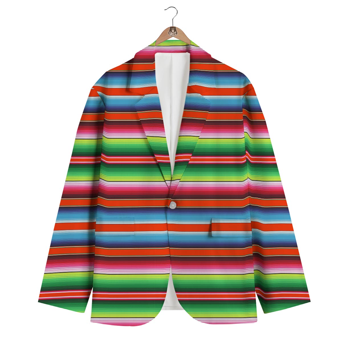 Pattern Print Baja Serape Mexican Blanket Men's Blazer-grizzshop
