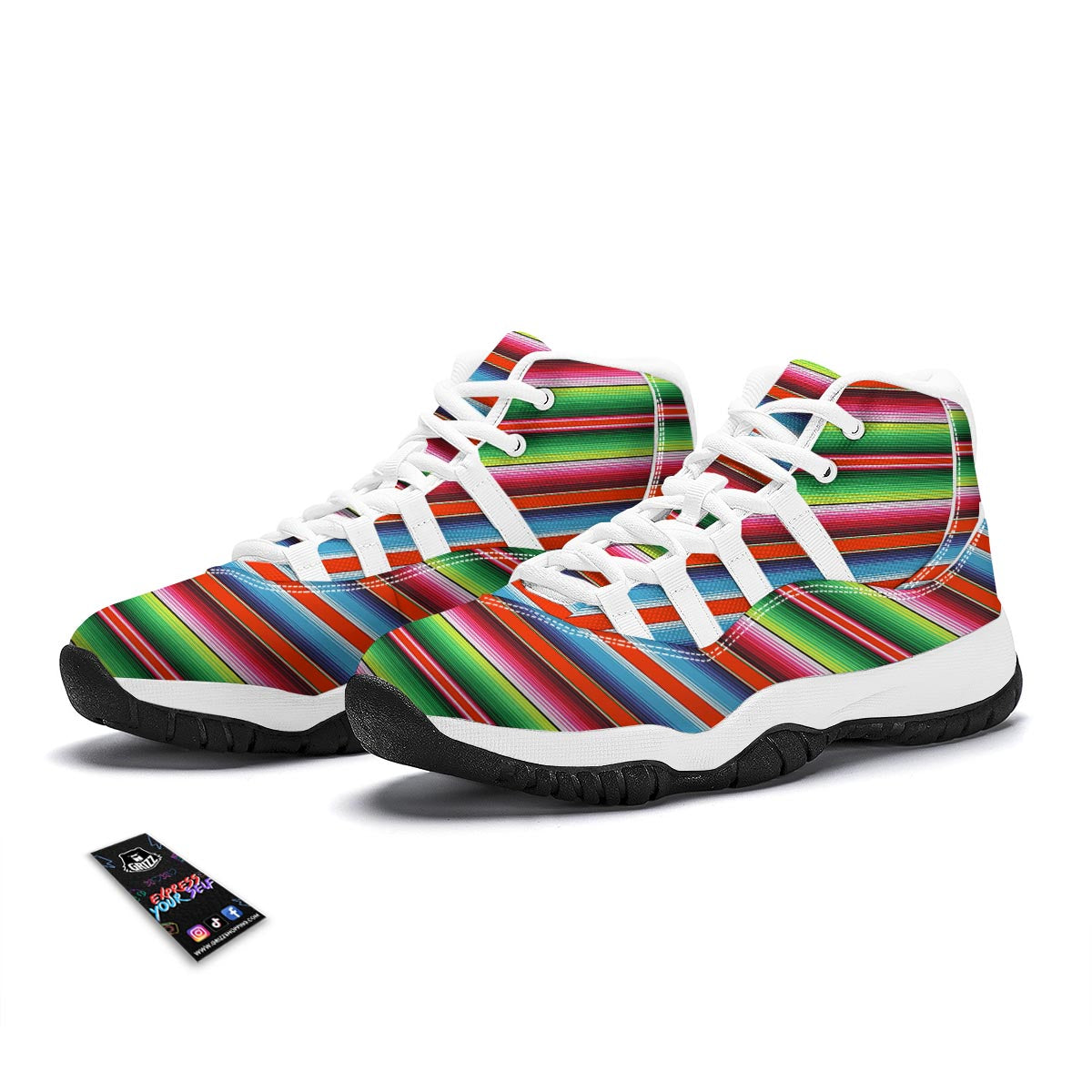 Pattern Print Baja Serape Mexican Blanket White Bball Shoes-grizzshop